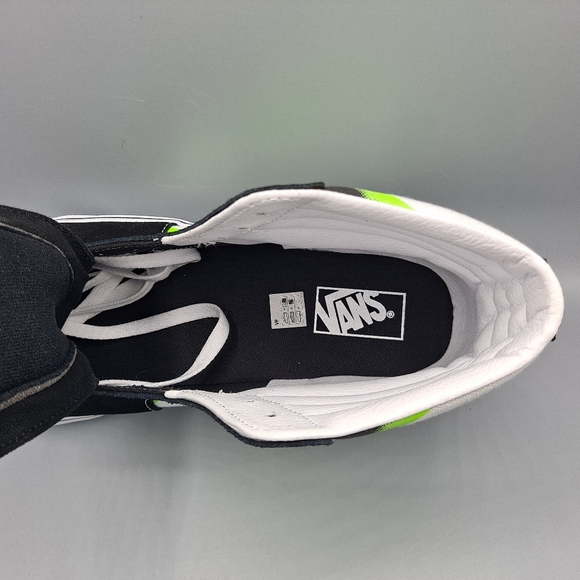 New* Vans Sk8 Hi Top Neon Green Flame Black Suede and True White Men's Size 11 - Picture 7 of 10